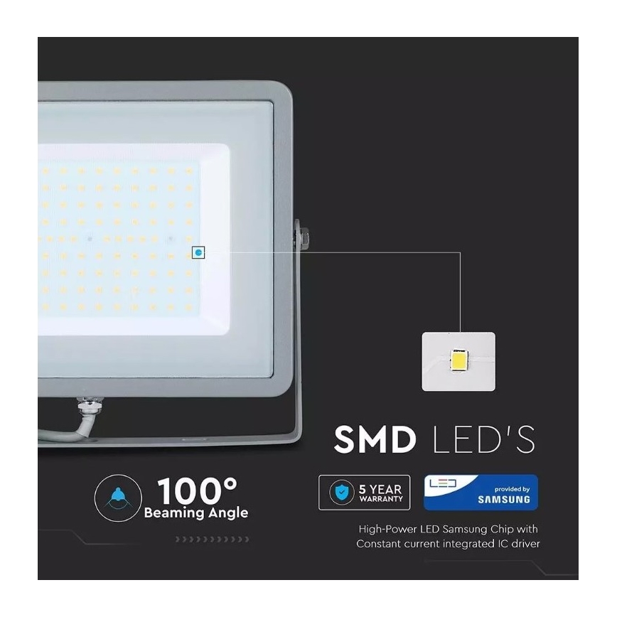LED Reflektor SAMSUNG CHIP LED/100W/230V IP65 6400K šedá