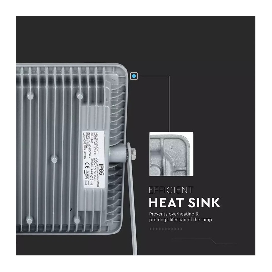 LED Reflektor SAMSUNG CHIP LED/100W/230V IP65 6400K šedá