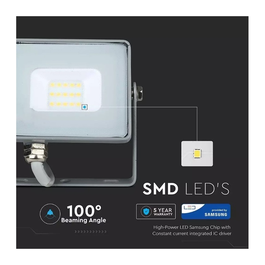 LED Reflektor SAMSUNG CHIP LED/10W/230V IP65 4000K šedá