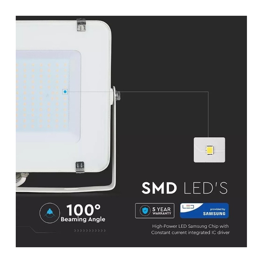 LED Reflektor SAMSUNG CHIP LED/150W/230V 3000K IP65 bílá