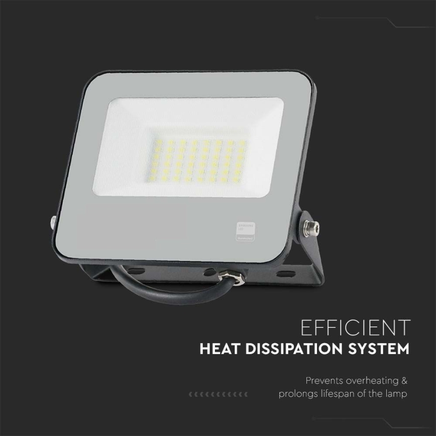 LED Reflektor SAMSUNG CHIP LED/30W/230V 4000K IP65 černá