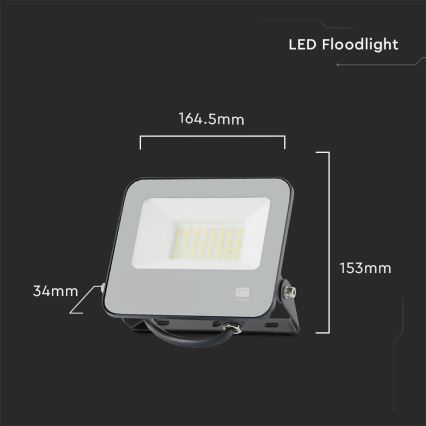LED Reflektor SAMSUNG CHIP LED/30W/230V 4000K IP65 černá