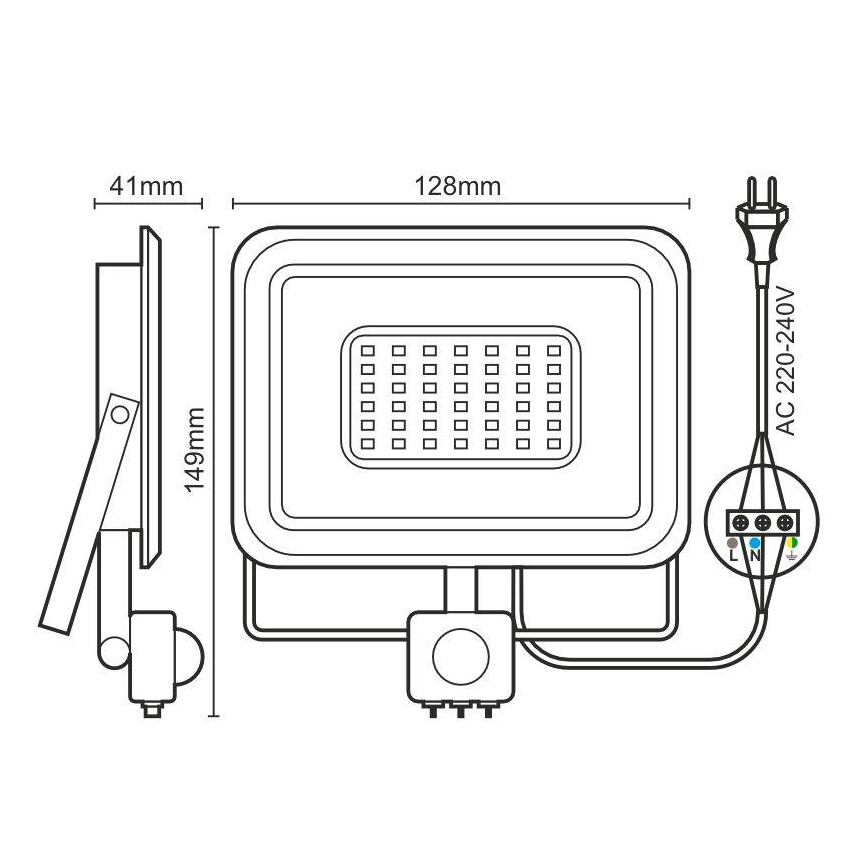 LED Reflektor se senzorem LED/20W/230V 4000K IP44