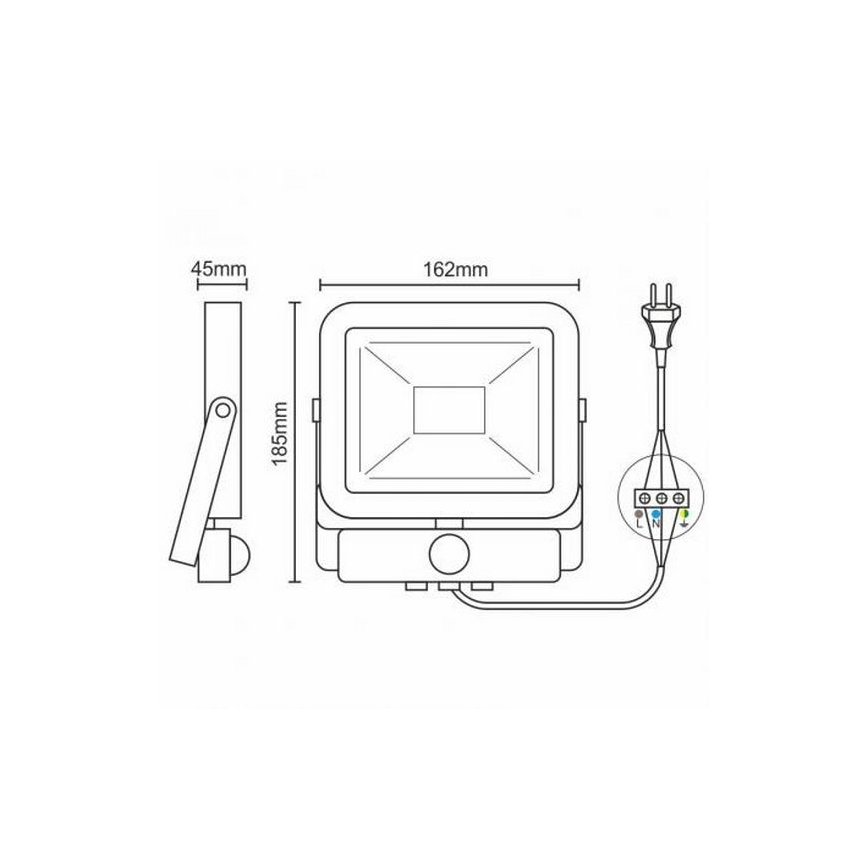 LED Reflektor se senzorem LED/20W/265V 1800lm bílá IP65