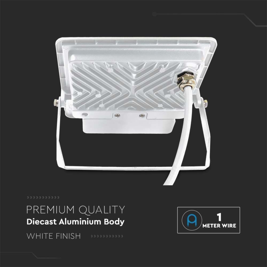 LED Reflektor se senzorem LED/50W/230V 6500K IP65 bílá