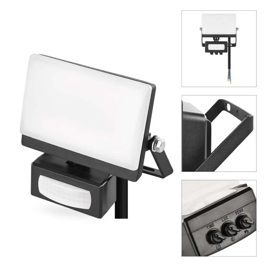 LED Reflektor se senzorem pohybu a soumraku TAMBO EVO LED/10W/230V 4000K IP44 černá