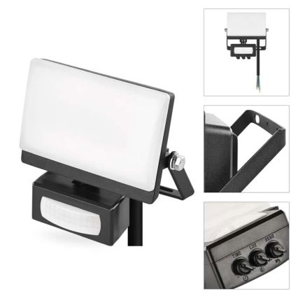 LED Reflektor se senzorem pohybu a soumraku TAMBO EVO LED/20W/230V 4000K IP44 černá