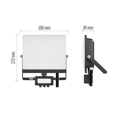 LED Reflektor se senzorem pohybu a soumraku TAMBO EVO LED/30W/230V 4000K IP44 černá