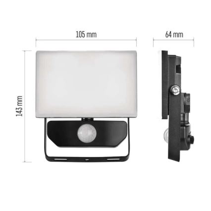 LED Reflektor se senzorem TAMBO LED/10W/230V 4000K IP54