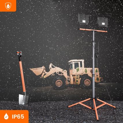 LED Reflektor se stojanem 2xLED/100W/230V 4500K IP65 černá/oranžová