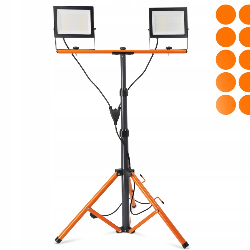 LED Reflektor se stojanem 2xLED/100W/230V 4500K IP65 černá/oranžová
