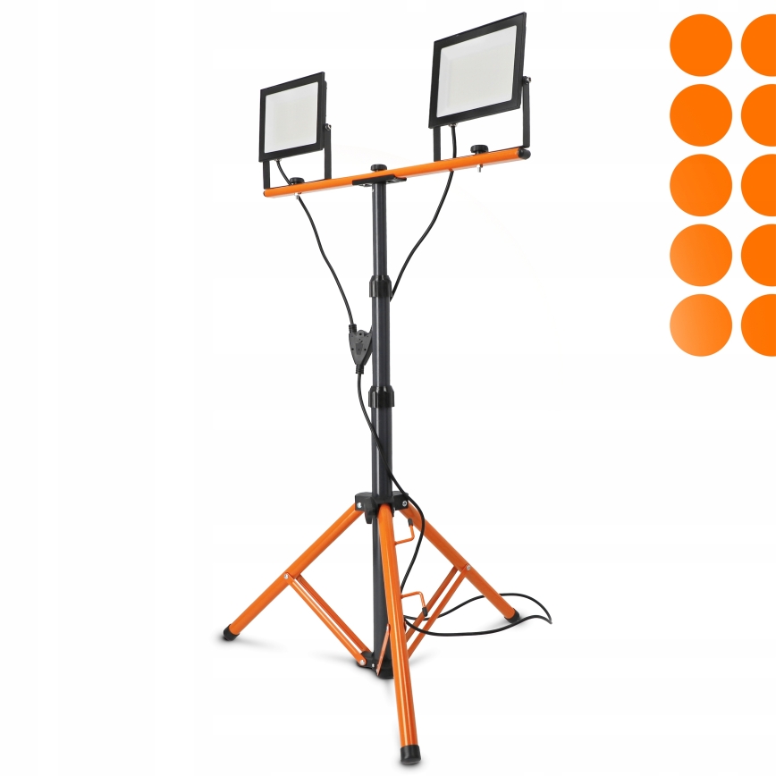 LED Reflektor se stojanem 2xLED/100W/230V 4500K IP65 černá/oranžová
