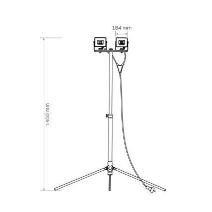 LED Reflektor se stojanem 2xLED/30W/230V 6500K IP65 žlutá