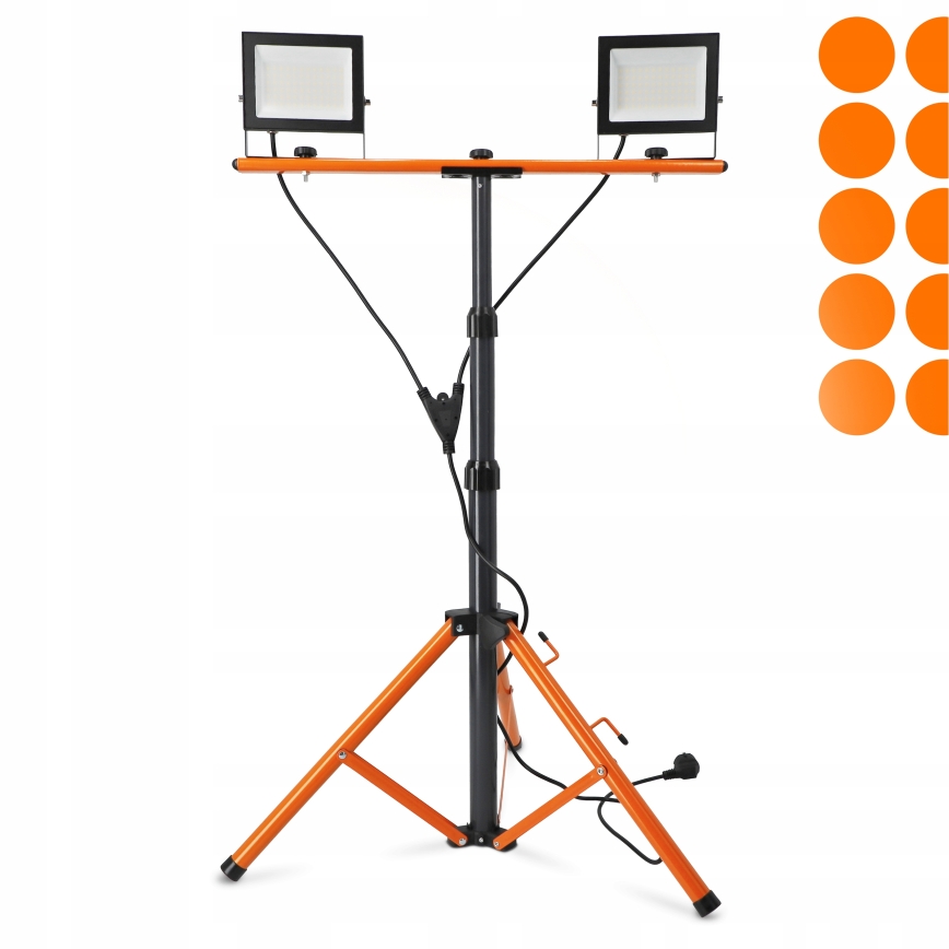 LED Reflektor se stojanem 2xLED/50W/230V 4500K IP65 černá/oranžová