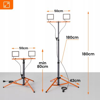 LED Reflektor se stojanem 2xLED/50W/230V 4500K IP65 černá/oranžová