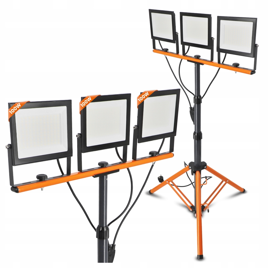 LED Reflektor se stojanem 3xLED/100W/230V 4500K IP65 černá/oranžová