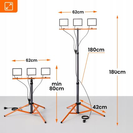 LED Reflektor se stojanem 3xLED/50W/230V 4500K IP65 černá/oranžová
