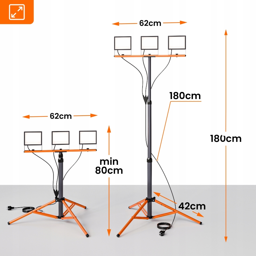 LED Reflektor se stojanem 3xLED/50W/230V 4500K IP65 černá/oranžová
