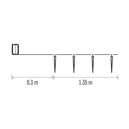 LED  řetěz 10xLED/2xAA 1,65m