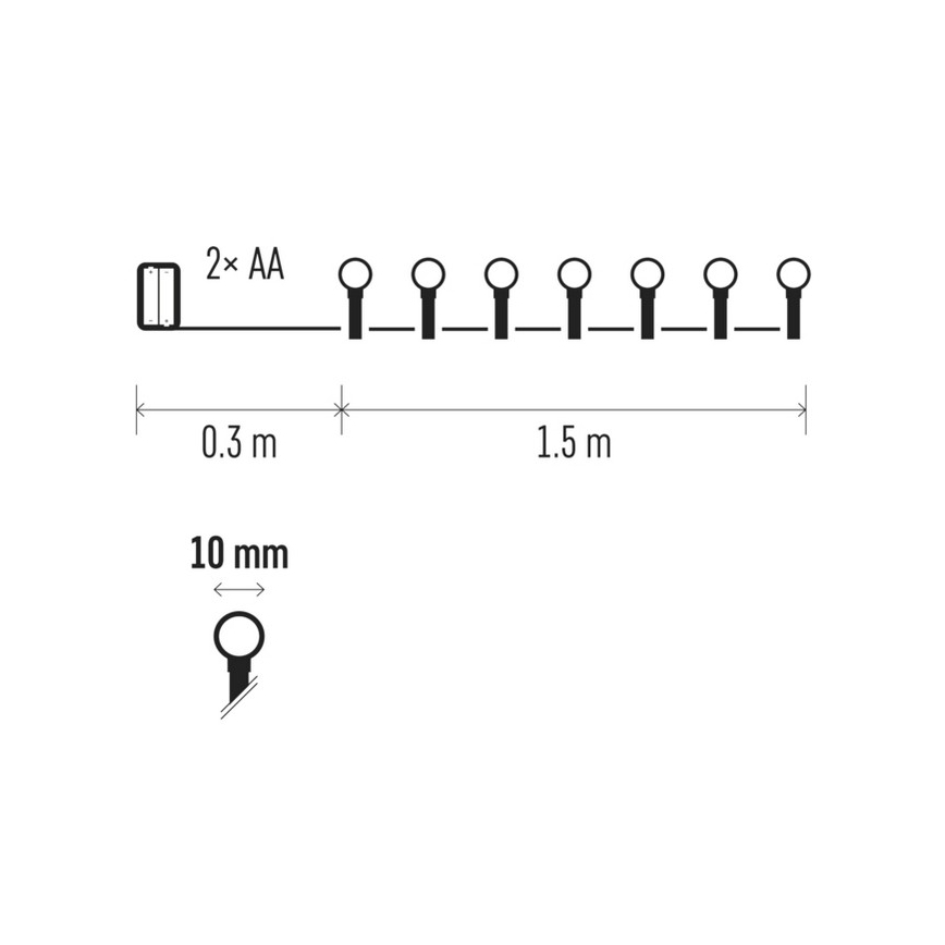 LED  řetěz 20xLED/2 funkce 1,8m