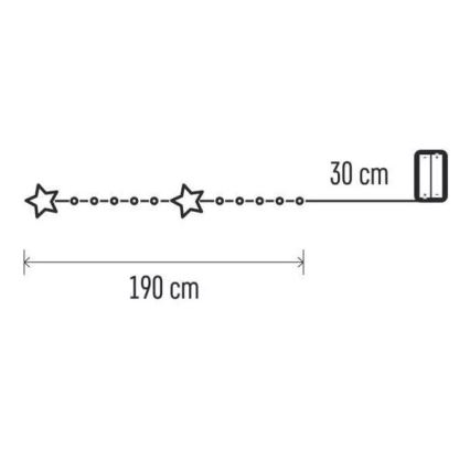 LED  řetěz 20xLED/2xAA 2,2 m teplá bílá