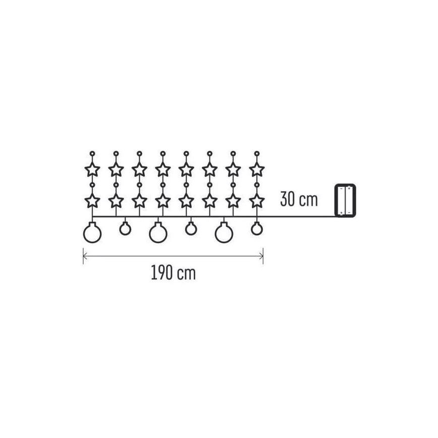 LED  řetěz 20xLED/2xAA 2,2 m teplá bílá
