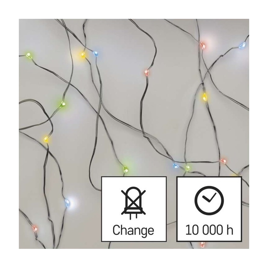 LED  řetěz 20xLED/2xAA 2,4m multicolor