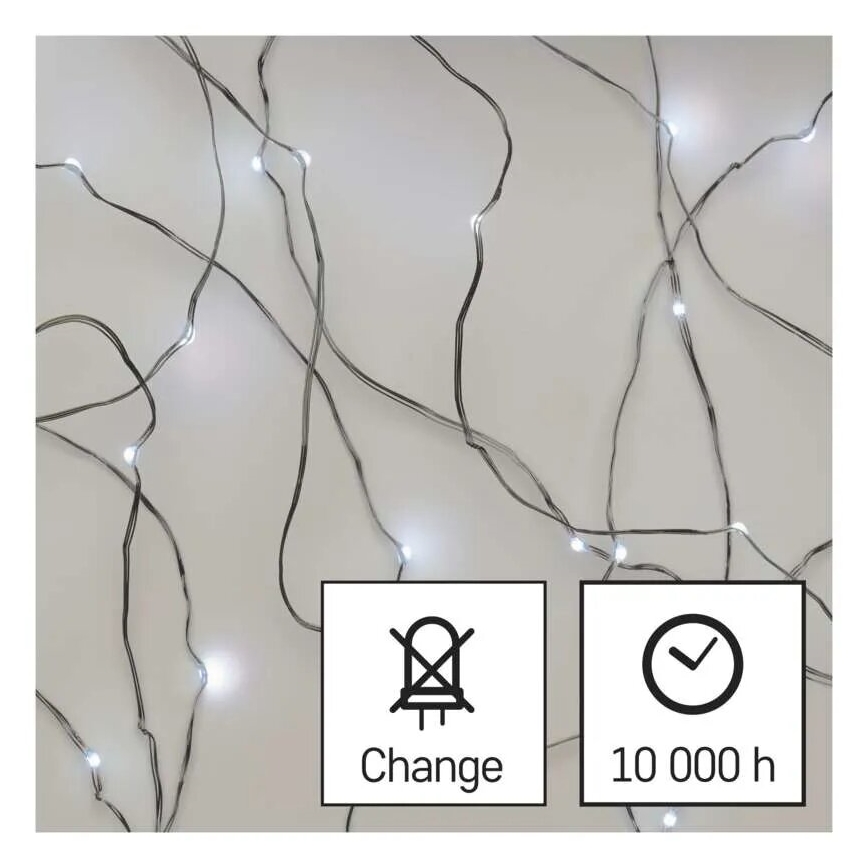 LED  řetěz 20xLED/2xAA 2,4m studená bílá