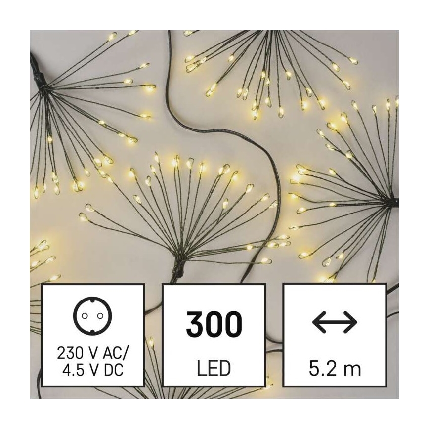 LED  řetěz 300xLED 5,2+3 m teplá bílá