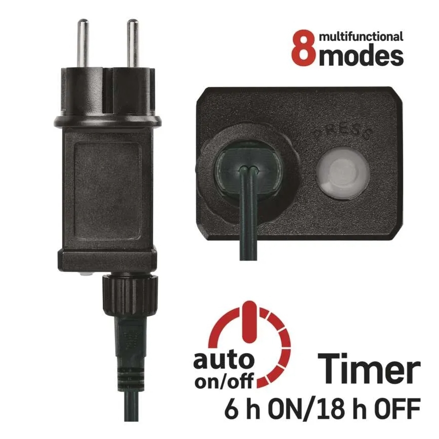 LED  řetěz 300xLED/8 funkcí 35m IP44 teplá bílá