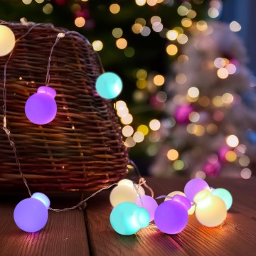 LED  řetěz 40xLED/2xAA 4,3 m multicolor