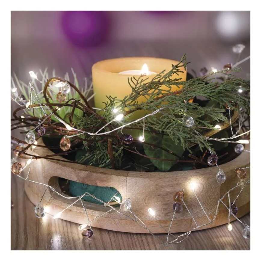 LED  řetěz 40xLED/3xAA 1,5 m teplá bílá