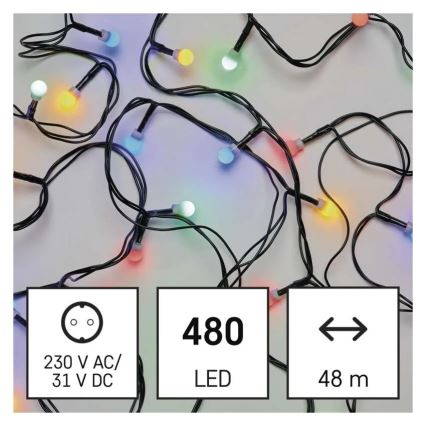 LED  řetěz 480xLED/8 funkcí 53m IP44 multicolor