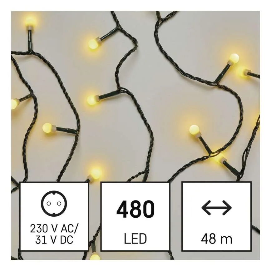 LED  řetěz 480xLED/8 funkcí 53m IP44 teplá bílá