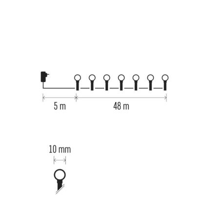 LED  řetěz 480xLED/8 funkcí 53m IP44 teplá bílá