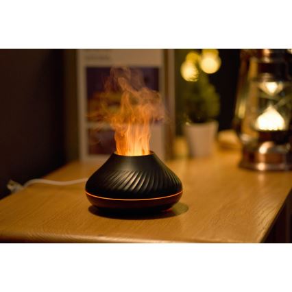 LED RGB Aroma difuzér s imitací plamene LED/6,5W/5V 130ml černá