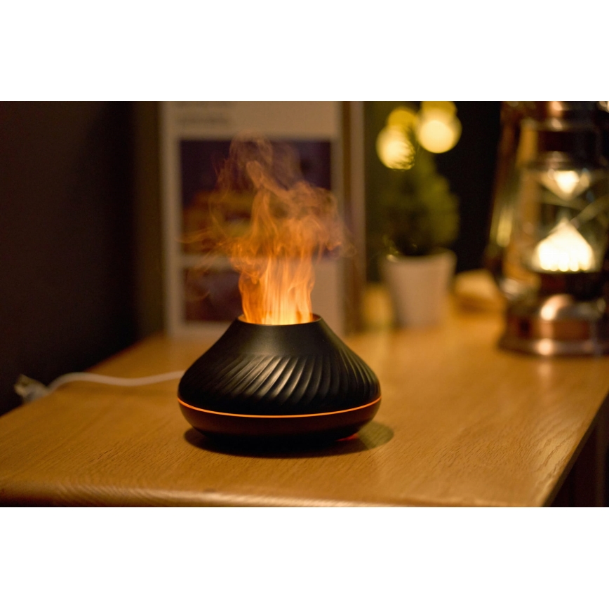 LED RGB Aroma difuzér s imitací plamene LED/6,5W/5V 130ml černá