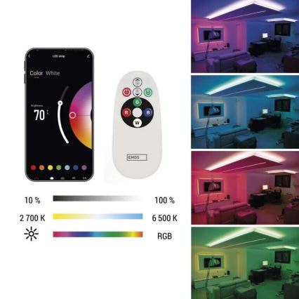 LED RGB+CCT Stmívatelný pásek GOSMART LED/11W/230V 2 m 2700-6500K IP44 Wi-Fi + dálkové ovládání