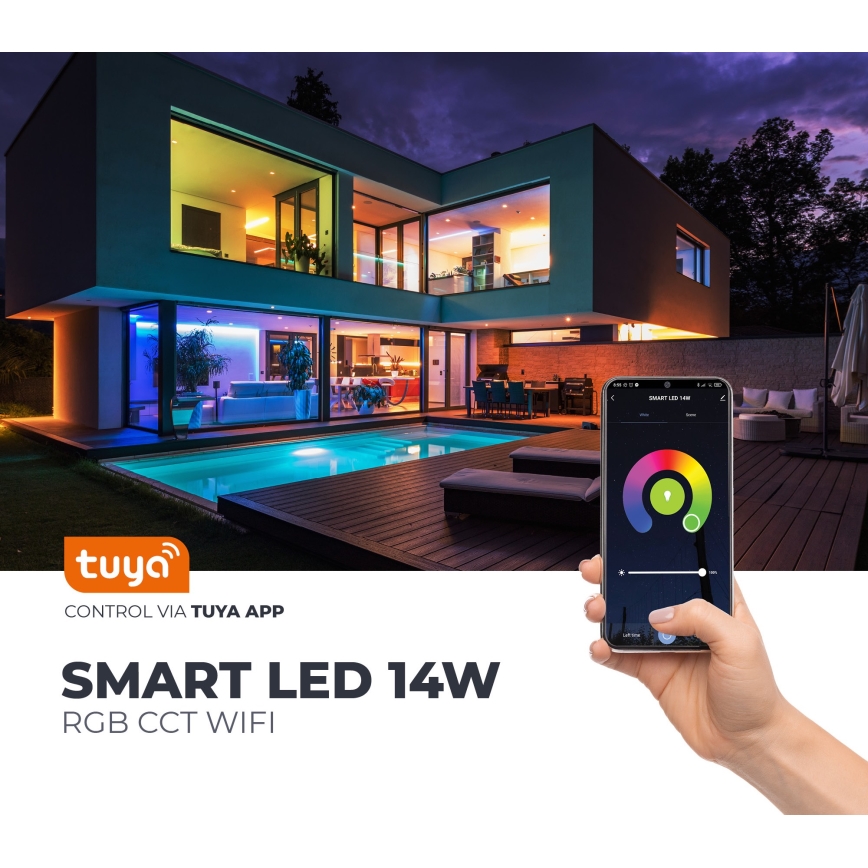 LED RGB Chytrá stmívatelná žárovka E27/9,5W/230V 2700-6500K Wi-Fi Tuya