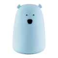 LED RGB Dětská dotyková lampička BEAR LED/0,4W/5V modrá + USB