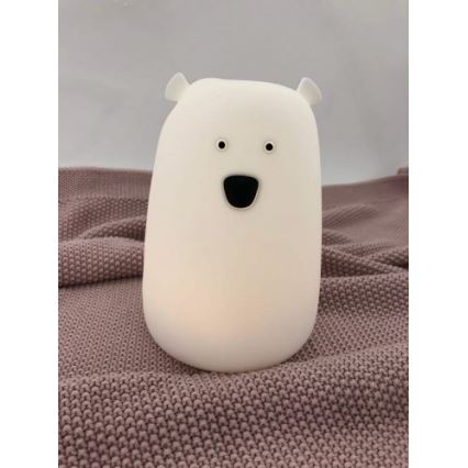 LED RGB Dětská dotyková lampička BEAR LED/0,8W/5V bílá + USB