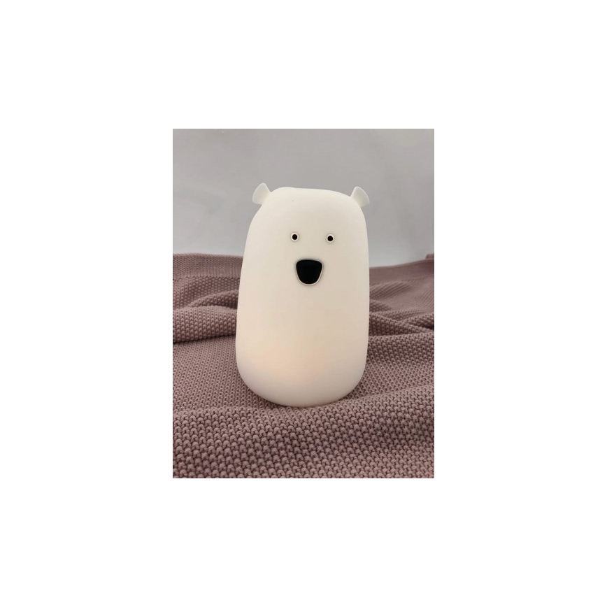 LED RGB Dětská dotyková lampička BEAR LED/0,8W/5V bílá + USB