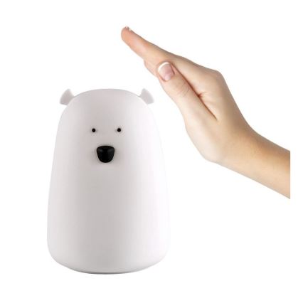 LED RGB Dětská dotyková lampička BEAR LED/0,8W/5V bílá + USB