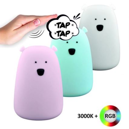 LED RGB Dětská dotyková lampička BEAR LED/0,8W/5V modrá