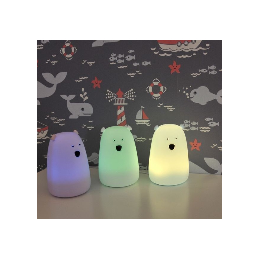 LED RGB Dětská dotyková lampička BEAR LED/0,8W/5V růžová + USB