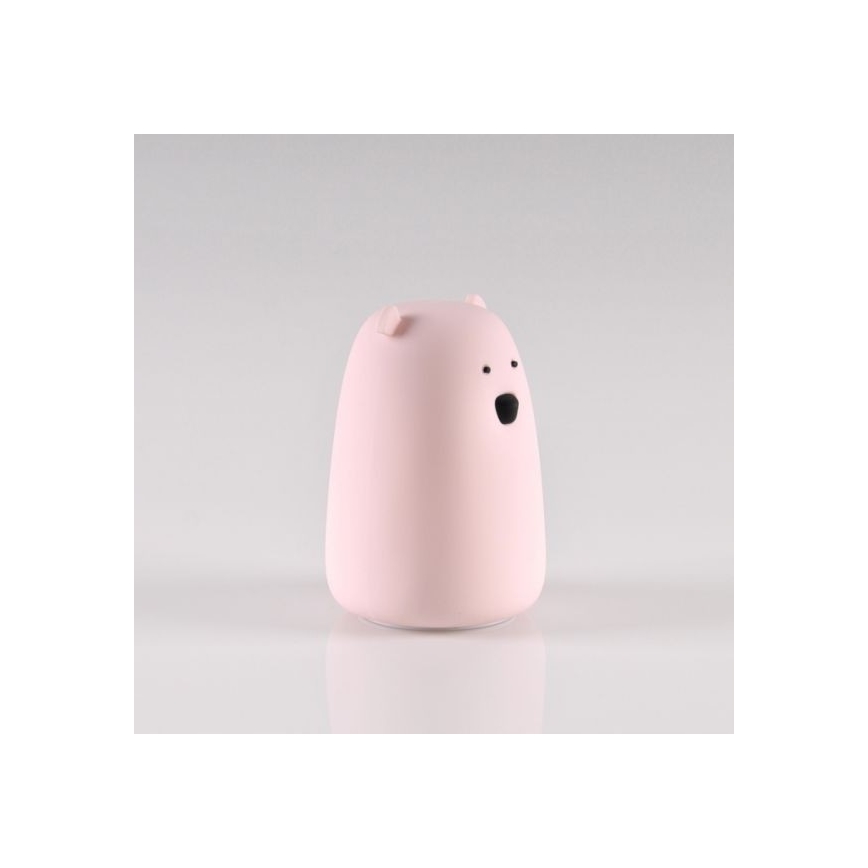 LED RGB Dětská dotyková lampička BEAR LED/0,8W/5V růžová + USB