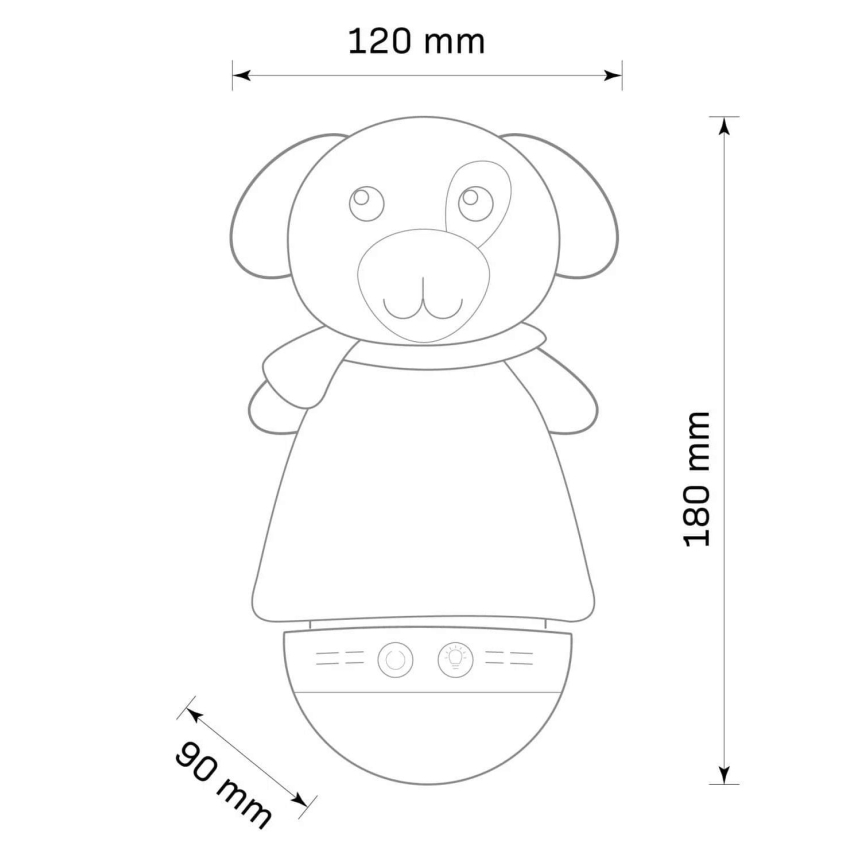 LED RGB Dětská noční lampička s melodií 3xAAA/5V pejsek