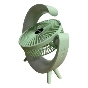 LED RGB Nabíjecí stolní ventilátor 5W/5V 1200 mAh zelená
