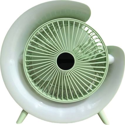 LED RGB Nabíjecí stolní ventilátor 5W/5V 1200 mAh zelená