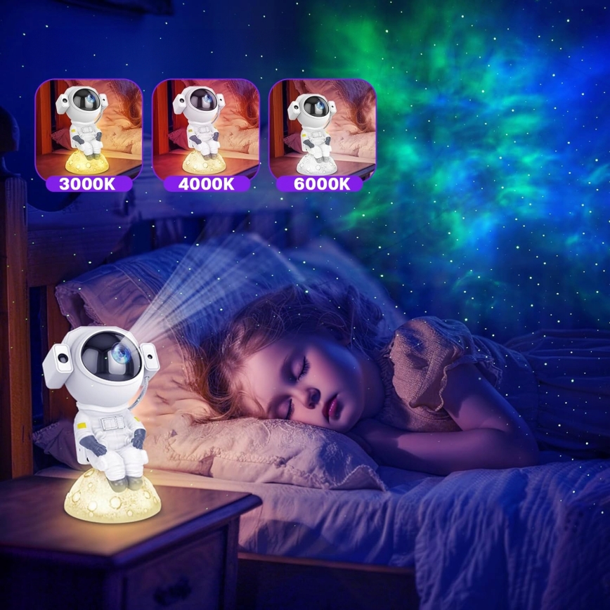 LED RGB Projektor 3v1 LED/5W/5V 3000/4000/6000K astronaut + dálkové ovládání